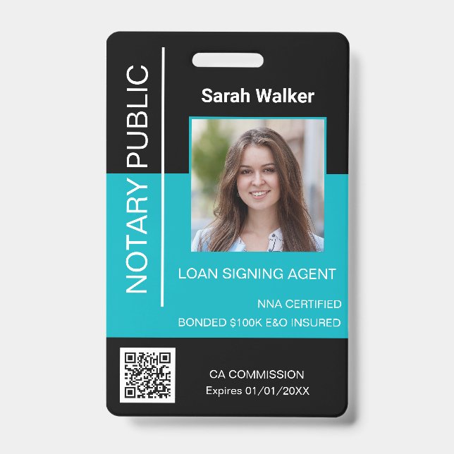 Tarjeta De Identificación Trabajadora de oficina de identificación de Notari (Parte frontal)