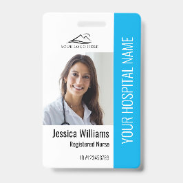 Tarjeta De Identificación Trabajo de la enfermera RN Medical Blue Photo ID