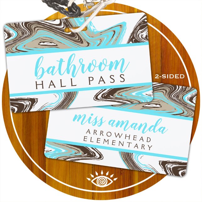 Tarjeta De Identificación trazos de chocolate y azul baño pasillo (Subido por el creador)