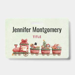 Tarjeta De Identificación Tren navideño bonito con juguetes