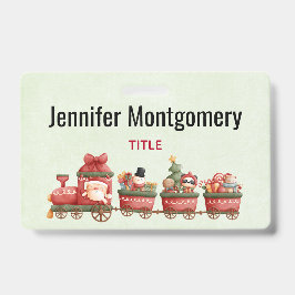 Tarjeta De Identificación Tren navideño bonito con juguetes