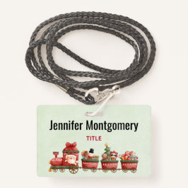 Tarjeta De Identificación Tren navideño bonito con juguetes