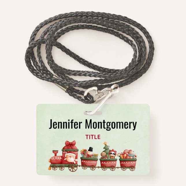 Tarjeta De Identificación Tren navideño bonito con juguetes (Anverso son cordón)