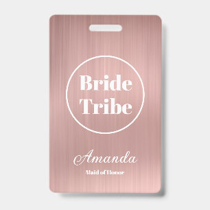 Tarjeta De Identificación Tribu de Novia de Oro Rosa Moderno Despedida de So