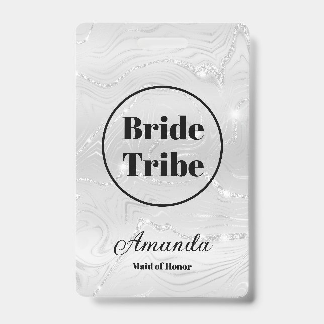 Tarjeta De Identificación Tribu de Soltera Blanca Moderna (Parte frontal)