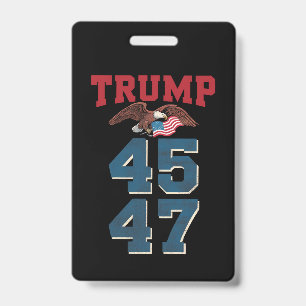 Tarjeta De Identificación Triunfador Patriótico Trump Ganó 45 y 47 Victoria 