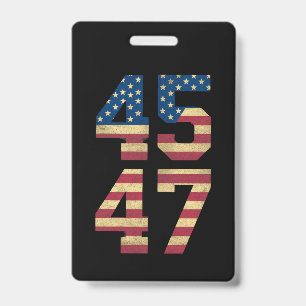 Tarjeta De Identificación Trump 2024 45 47 Bandera Estadounidense Vintage Re