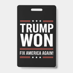Tarjeta De Identificación Trump Ganó MAGA Trump Ganador 2024 Arregla América