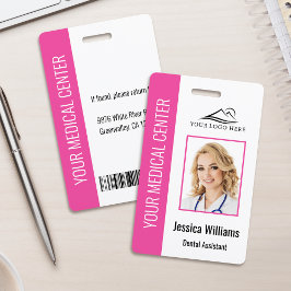 Tarjeta De Identificación Tu Dentist Office Logo Employee Photo ID Pink