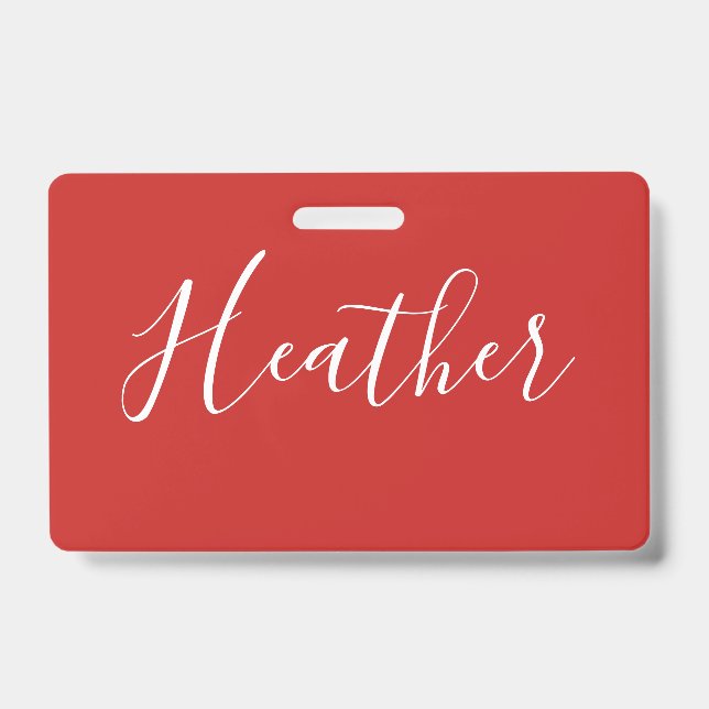 Tarjeta De Identificación Tu escritura blanca personalizada sobre rojo (Parte frontal)
