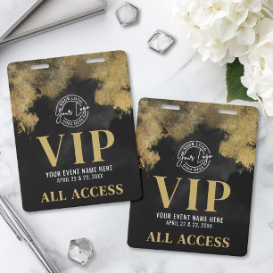 Tarjeta De Identificación Tu Logo Evento VIP Oro Negro