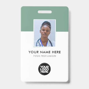 Tarjeta De Identificación Tu logotipo Empresa de negocios de salud Verde sal
