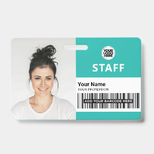Tarjeta De Identificación Turquesa Azul Claro Foto Empresarial Identificació
