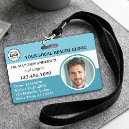 Tarjeta De Identificación Turquesa Azul Profesional Médico
