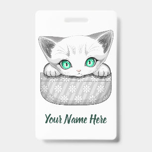 Tarjeta De Identificación Un gato lindo y juguetón al máximo desde un bolsil