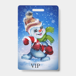 Tarjeta De Identificación Un muñeco de nieve festivo   