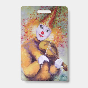 Tarjeta De Identificación Un payaso dulce tocando el violín