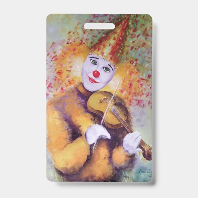 Tarjeta De Identificación Un payaso dulce tocando el violín (Parte frontal)