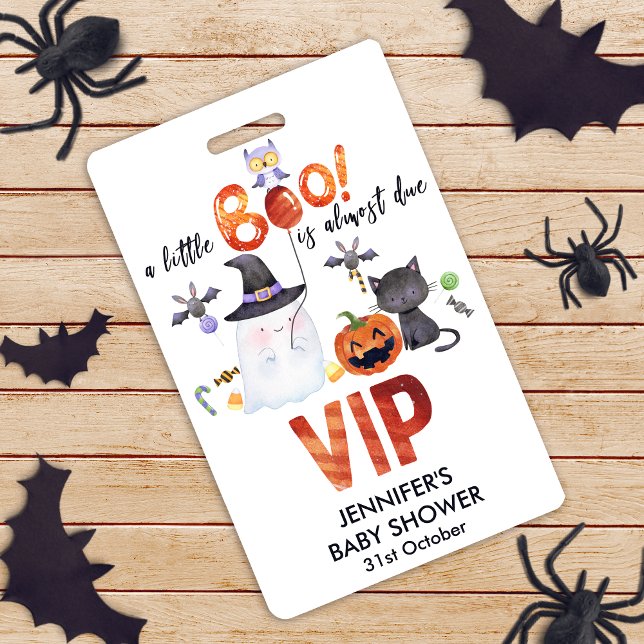 Tarjeta De Identificación Un pequeño Boo Halloween Bowtie Baby Shower VIP (Subido por el creador)