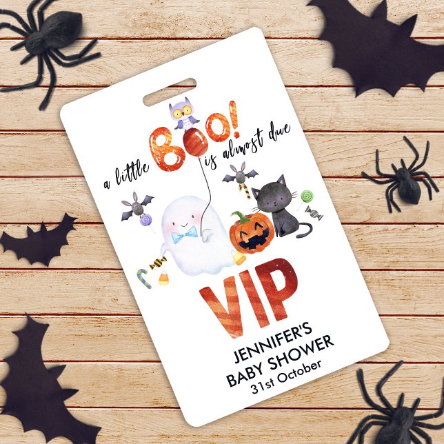 Tarjeta De Identificación Un pequeño Boo Halloween Bowtie Baby Shower VIP (Subido por el creador)
