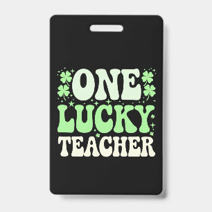 Tarjeta De Identificación Un profesor afortunado Groovy Retro Profesor Día d