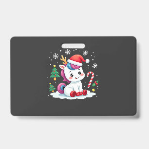 Tarjeta De Identificación Unicornio de Navidad Lindo Mágico Xmas Niñas Peque