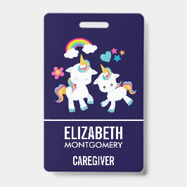 Tarjeta De Identificación Unicornios Mágicos Bailando Arcoíris y Estrellas