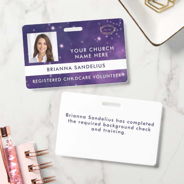 Tarjeta De Identificación Unique Cool Nebula Space Volunteer Photo ID (Oficina)