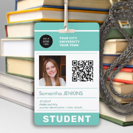 Tarjeta De Identificación Universidad de código QR con foto de estudiante mo