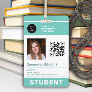 Tarjeta De Identificación Universidad de código QR con foto de estudiante mo