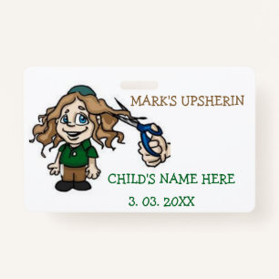 Tarjeta De Identificación Upsherin ID Badge Invitación Cumpleaños