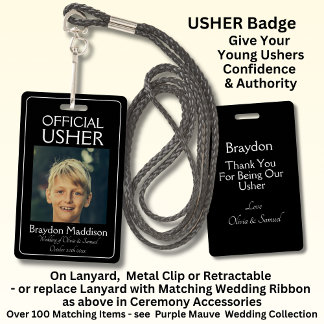 Tarjeta De Identificación USHER Photo Official Badge Black White