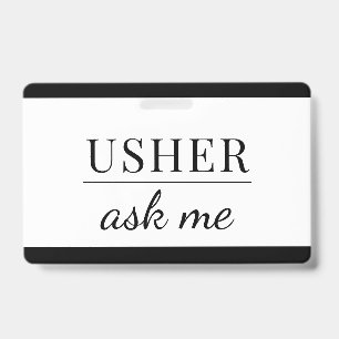 Tarjeta De Identificación Usher Pregúntame distintivo