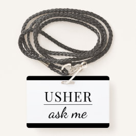 Tarjeta De Identificación Usher Pregúntame distintivo