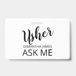 Tarjeta De Identificación Usher Pregúntame Nombre