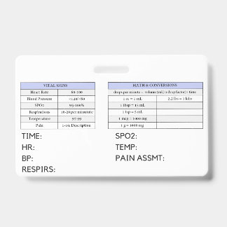 Tarjeta De Identificación Valores de laboratorio