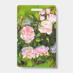 Tarjeta De Identificación Van Gogh Naturaleza Muerta con Rosas Rosadas