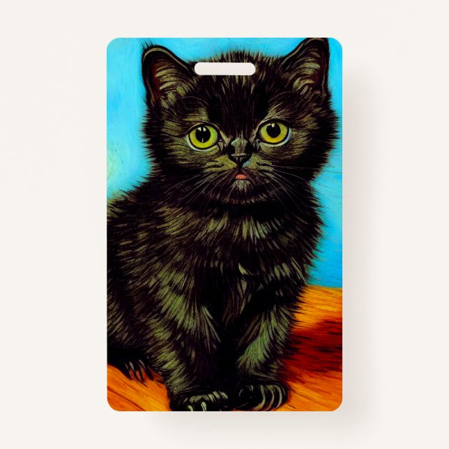 Tarjeta De Identificación Van Gogh Style Pouting Kitten (Anverso)