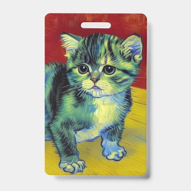 Tarjeta De Identificación Van Gogh Tabby Cat (Parte frontal)
