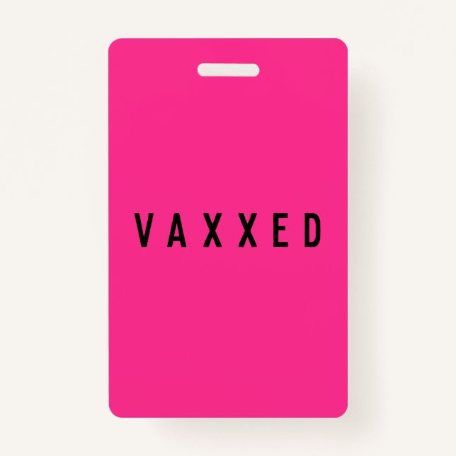 Tarjeta De Identificación Vaxxed | Covid-19 Vacunado Fun Neon Pink (Anverso)