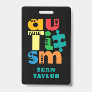 Tarjeta De Identificación Vea el Personalizado de soporte para autismo de Ab