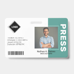 Tarjeta De Identificación Verde azulado Seguridad de la empresa de foto ID