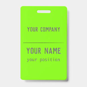 Tarjeta De Identificación verde fluorescente - letra negrita - código QR