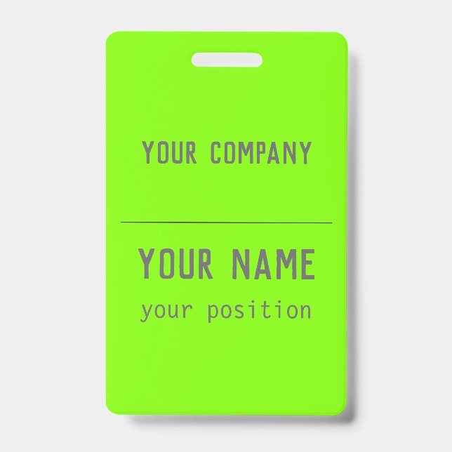 Tarjeta De Identificación verde fluorescente - letra negrita - código QR (Parte frontal)