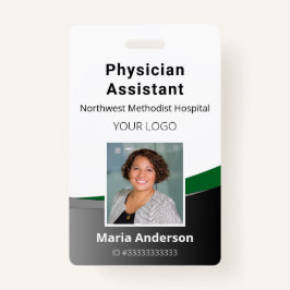 Tarjeta de identificación verde y negra para emple