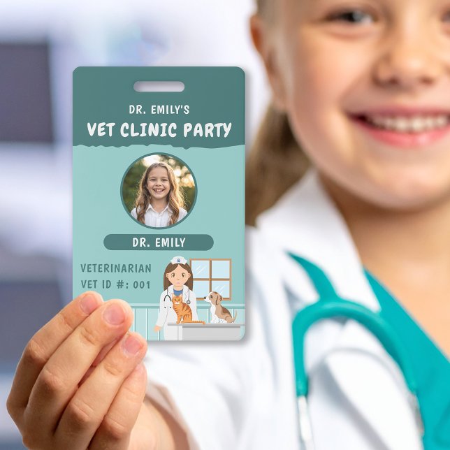 Tarjeta De Identificación Veterinarian ID Kids' Pretend Play Birthday Party (Subido por el creador)