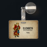 Tarjeta De Identificación Vintage Christmas Old World Santa Claus<br><div class="desc">Una etiqueta con un nombre con un viejo Navidad vintage de Santa Claus. El clásico santa del viejo mundo, con su famoso abrigo rojo y llevando una bolsa llena de juguetes. Este Santa de la vieja usanza es delgado y tiene un bastón para caminar por la tierra regalando juguetes a...</div>