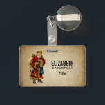Tarjeta De Identificación Vintage Christmas Old World Santa Claus<br><div class="desc">Una etiqueta con un nombre con un viejo Navidad vintage de Santa Claus. El clásico santa del viejo mundo, con su famoso abrigo rojo y llevando una bolsa llena de juguetes. Este Santa de la vieja usanza es delgado y tiene un bastón para caminar por la tierra regalando juguetes a...</div>