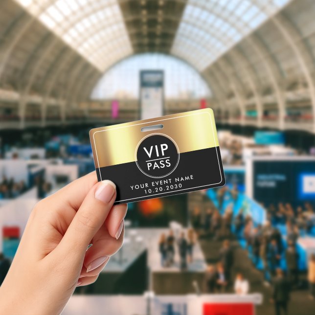 Tarjeta De Identificación VIP All Access Event Metallic Gold Black (Conference)