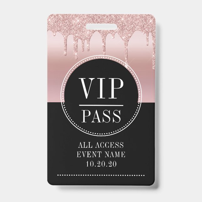 Tarjeta De Identificación VIP All Access Event Metallic Rosa Gold Black (Parte frontal)